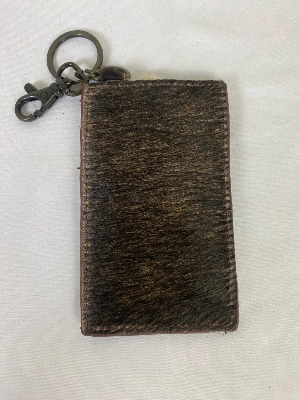 Myra Bag Cowhide Key & Card Holder in White and Black